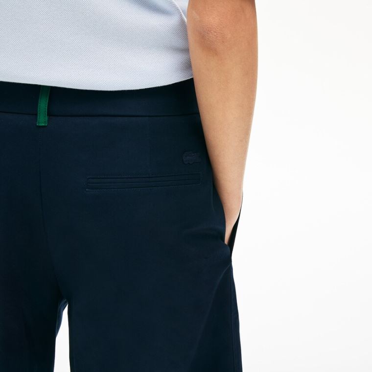 Lacoste Brede Cropped Bomull Pants Marineblå Blå | OZSRwVZz