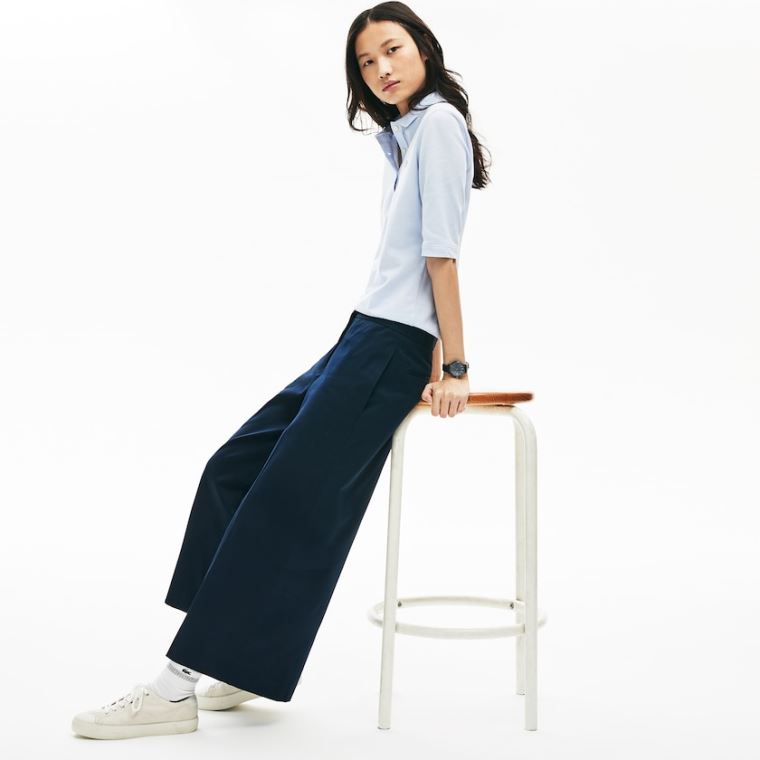 Lacoste Brede Cropped Bomull Pants Marineblå Blå | OZSRwVZz