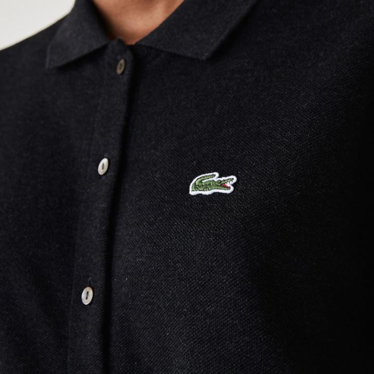 Lacoste Buttoned Belted Bomull Piqué Polo Kjoler Grå | gJSKrdM0