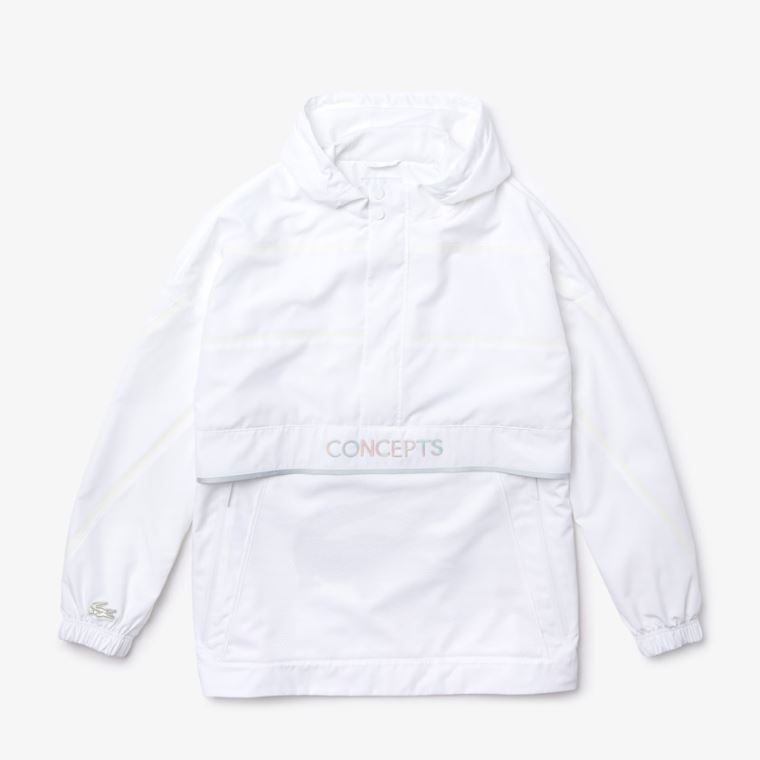 Lacoste CONCEPTS Collaboration Crocodile Print Windbreaker Hvite | 13wqN1cb