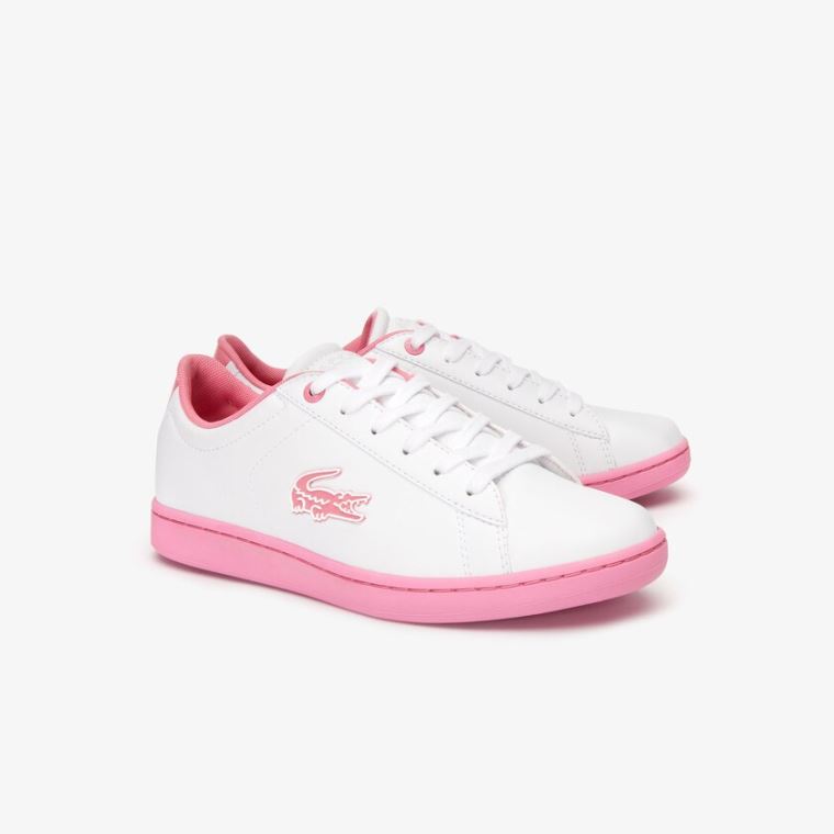 Lacoste Carnaby Evo Blonder-up Syntetisk Sneakers Hvite Rosa | Hb2a8k0B