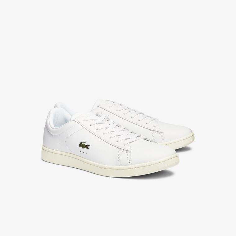 Lacoste Carnaby Evo Lær Accent Sneakers Hvite Grå | 3VdQ8n15