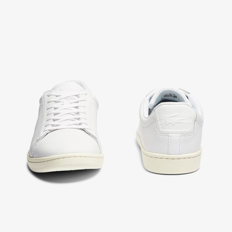 Lacoste Carnaby Evo Lær Accent Sneakers Hvite Grå | 3VdQ8n15