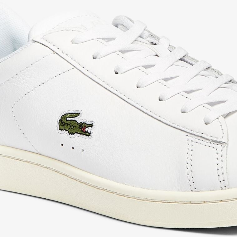 Lacoste Carnaby Evo Lær Accent Sneakers Hvite Grå | 3VdQ8n15