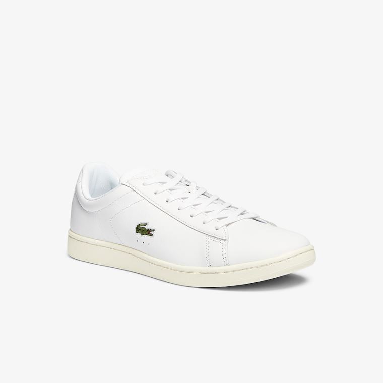 Lacoste Carnaby Evo Lær Accent Sneakers Hvite Grå | 3VdQ8n15