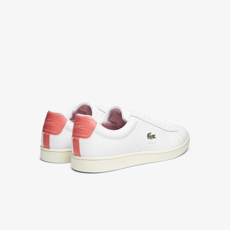 Lacoste Carnaby Evo Lær Accent Sneakers Hvite Beige | FRViTVcK