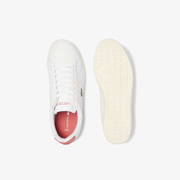 Lacoste Carnaby Evo Lær Accent Sneakers Hvite Beige | FRViTVcK