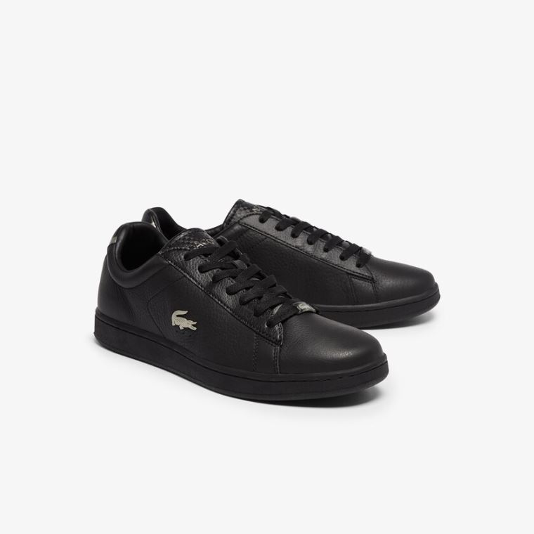 Lacoste Carnaby Evo Lær Platinum Detailing Sneakers Svarte | sythW2N7