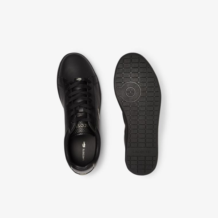 Lacoste Carnaby Evo Lær Platinum Detailing Sneakers Svarte | sythW2N7