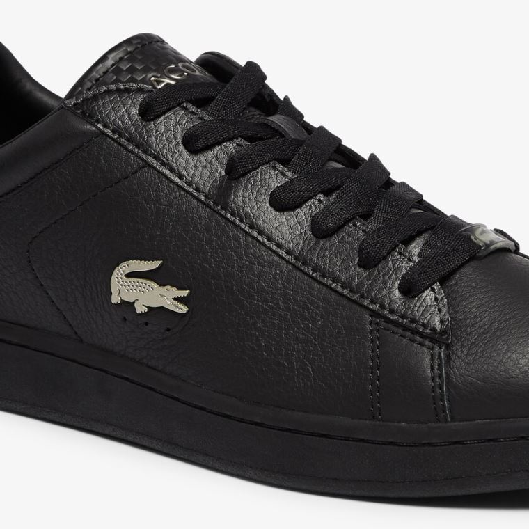 Lacoste Carnaby Evo Lær Platinum Detailing Sneakers Svarte | sythW2N7