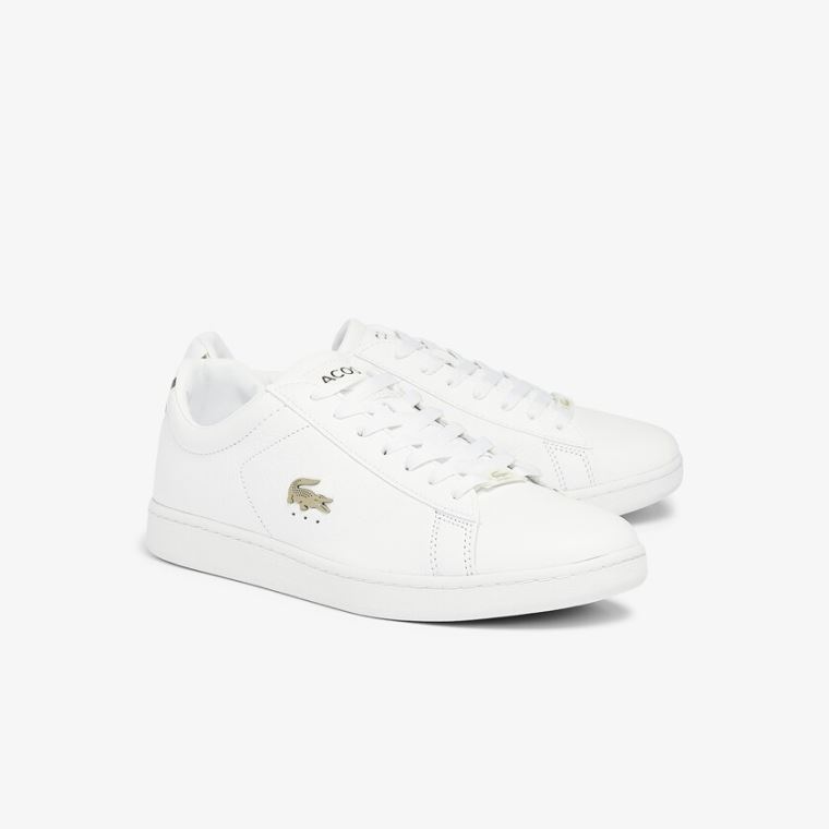 Lacoste Carnaby Evo Lær Platinum Sneakers Hvite Hvite | bQqyrSwp