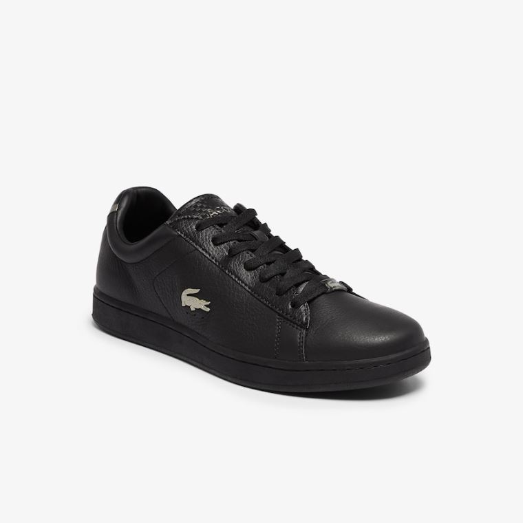 Lacoste Carnaby Evo Lær Platinum Sneakers Svarte Svarte | htMvbwvj