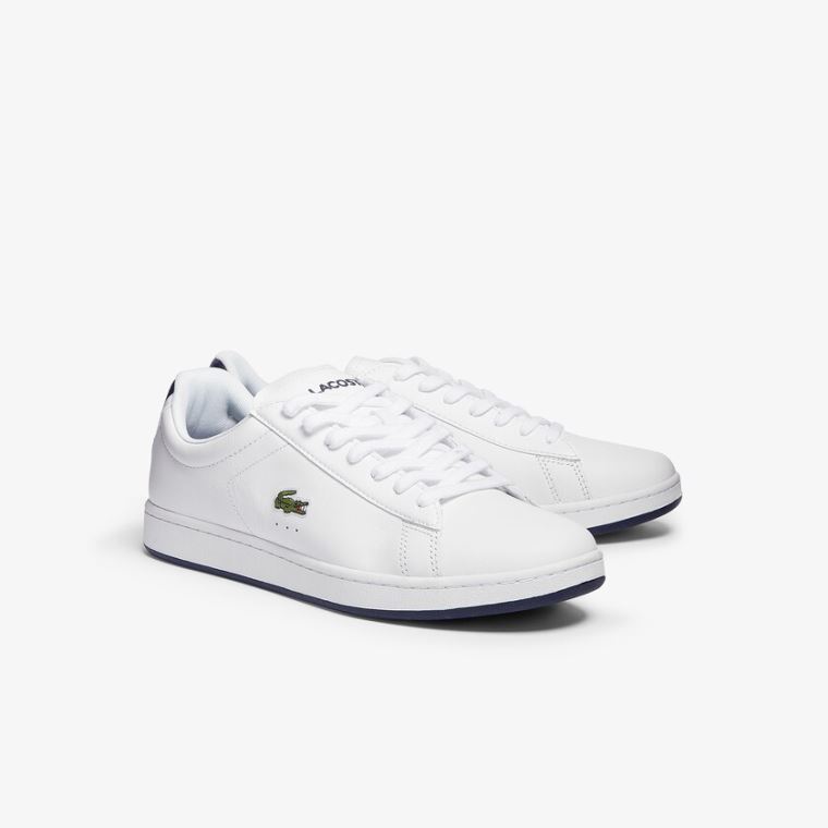 Lacoste Carnaby Evo Lær Sneakers Hvite Marineblå | Y2xmlz9x