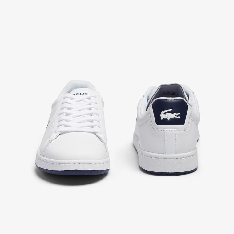 Lacoste Carnaby Evo Lær Sneakers Hvite Marineblå | Y2xmlz9x