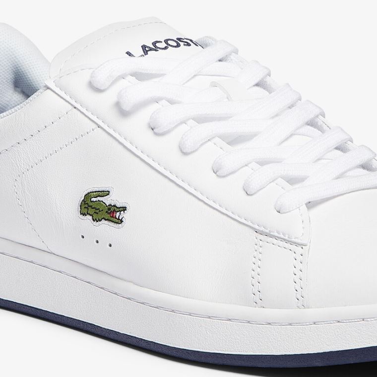 Lacoste Carnaby Evo Lær Sneakers Hvite Marineblå | Y2xmlz9x