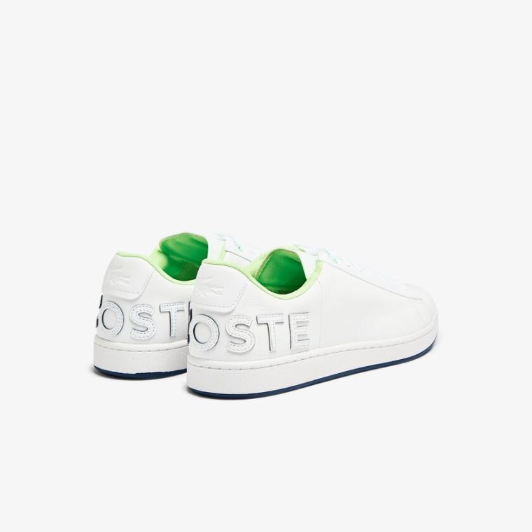 Lacoste Carnaby Evo Lær and Citrus Accent Sneakers Hvite Marineblå | SdubtEnz