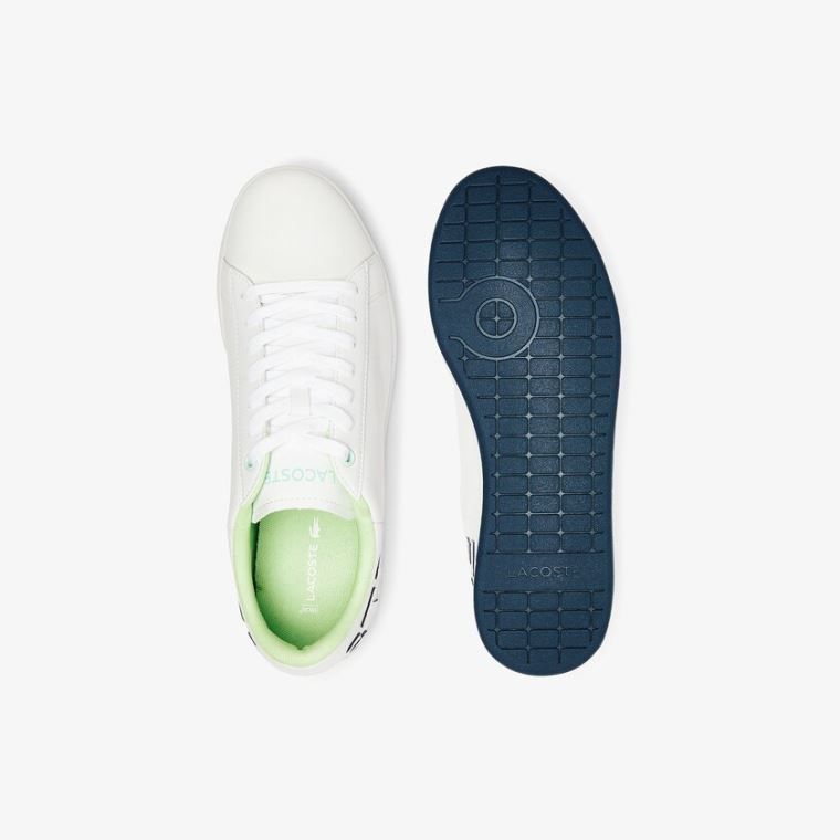 Lacoste Carnaby Evo Lær and Citrus Accent Sneakers Hvite Marineblå | SdubtEnz