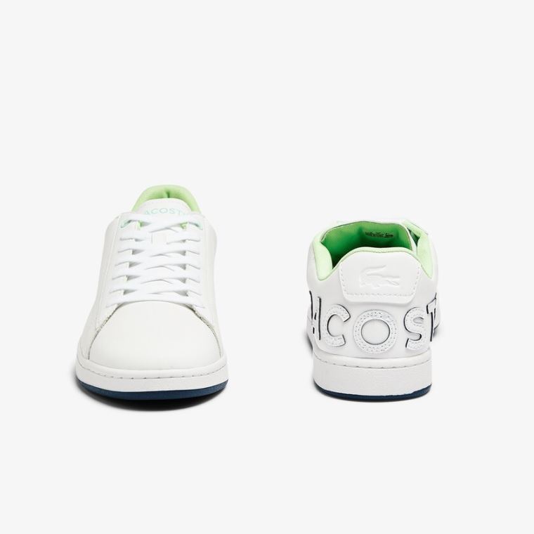 Lacoste Carnaby Evo Lær and Citrus Accent Sneakers Hvite Marineblå | SdubtEnz