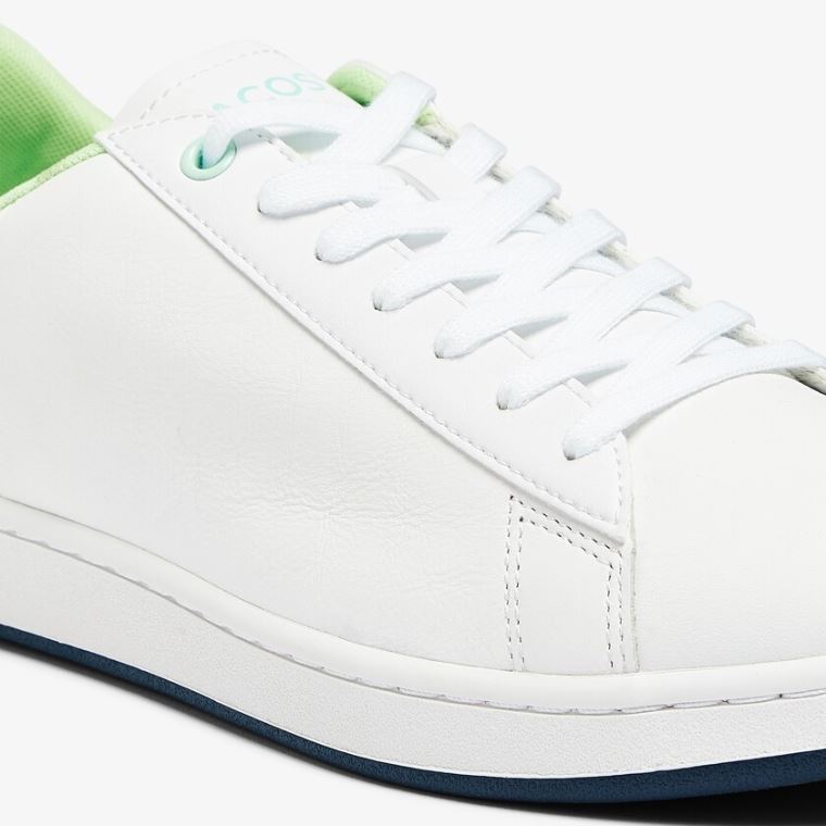 Lacoste Carnaby Evo Lær and Citrus Accent Sneakers Hvite Marineblå | SdubtEnz