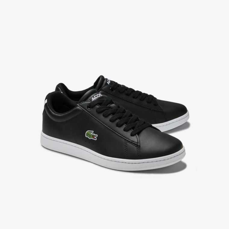 Lacoste Carnaby Evo Mesh-lined Lær Sneakers Svarte | AOz6QpM9