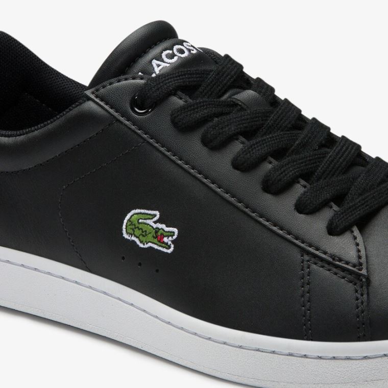 Lacoste Carnaby Evo Mesh-lined Lær Sneakers Svarte | AOz6QpM9