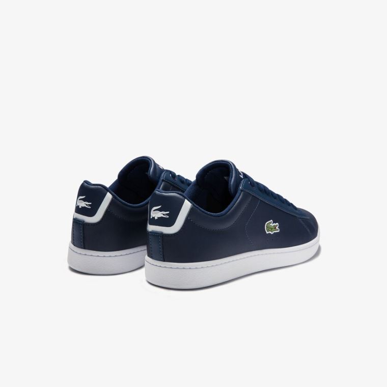 Lacoste Carnaby Evo Mesh-lined Lær Sneakers Marineblå | PQ82NUp2