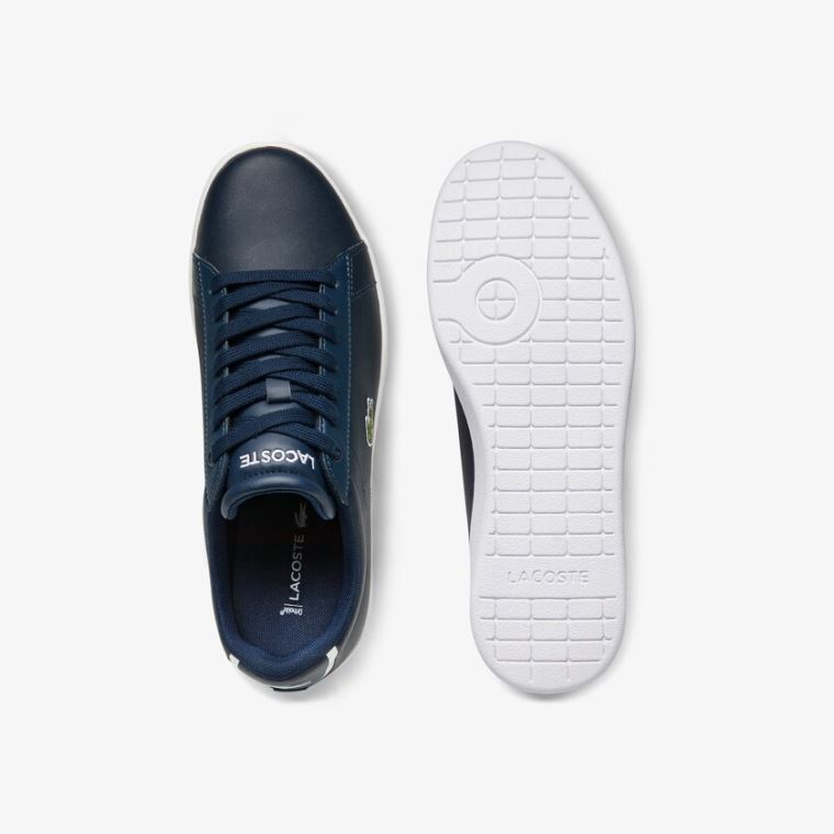 Lacoste Carnaby Evo Mesh-lined Lær Sneakers Marineblå | PQ82NUp2