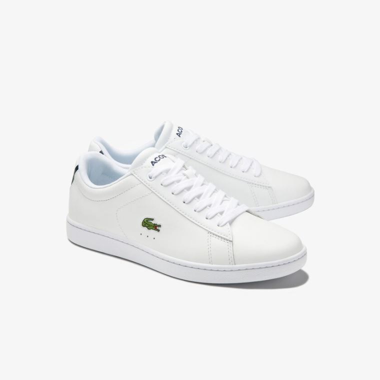 Lacoste Carnaby Evo Mesh-lined Lær Sneakers Hvite | m8RJGuz0