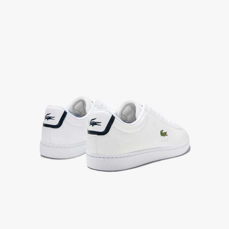 Lacoste Carnaby Evo Mesh-lined Lær Sneakers Hvite | m8RJGuz0