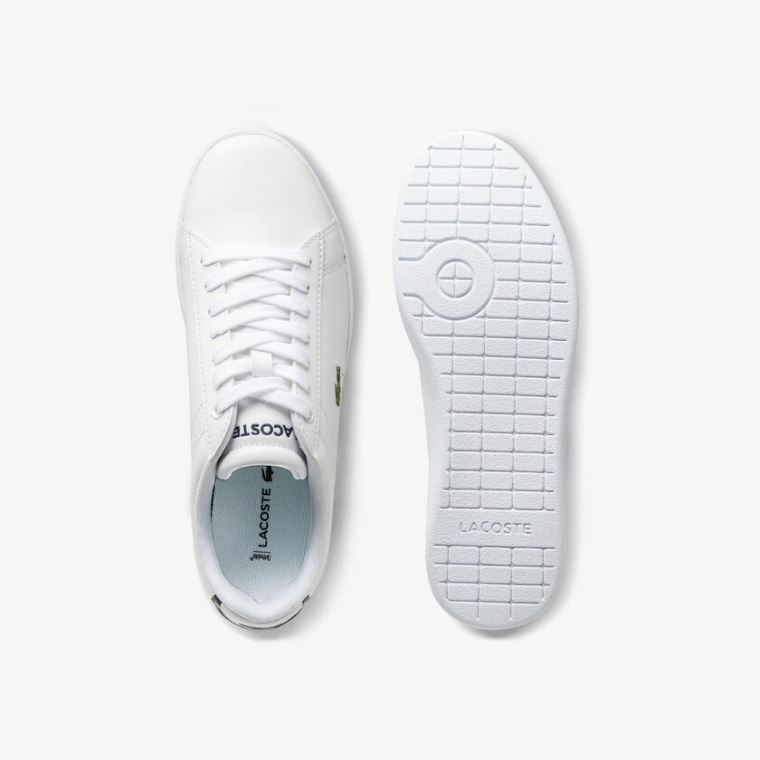 Lacoste Carnaby Evo Mesh-lined Lær Sneakers Hvite | m8RJGuz0