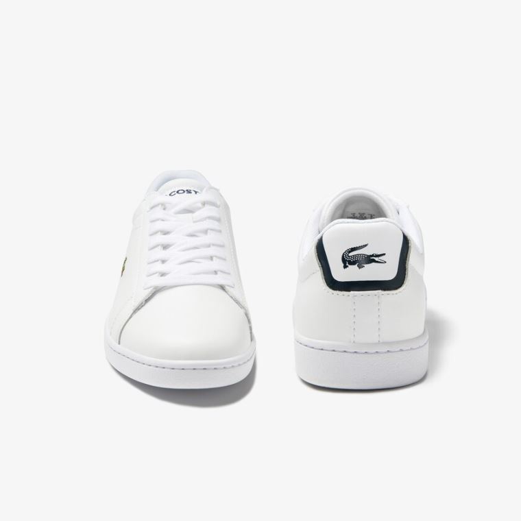 Lacoste Carnaby Evo Mesh-lined Lær Sneakers Hvite | m8RJGuz0