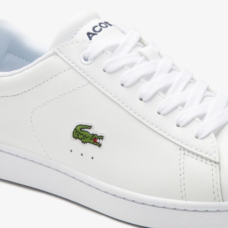 Lacoste Carnaby Evo Mesh-lined Lær Sneakers Hvite | m8RJGuz0