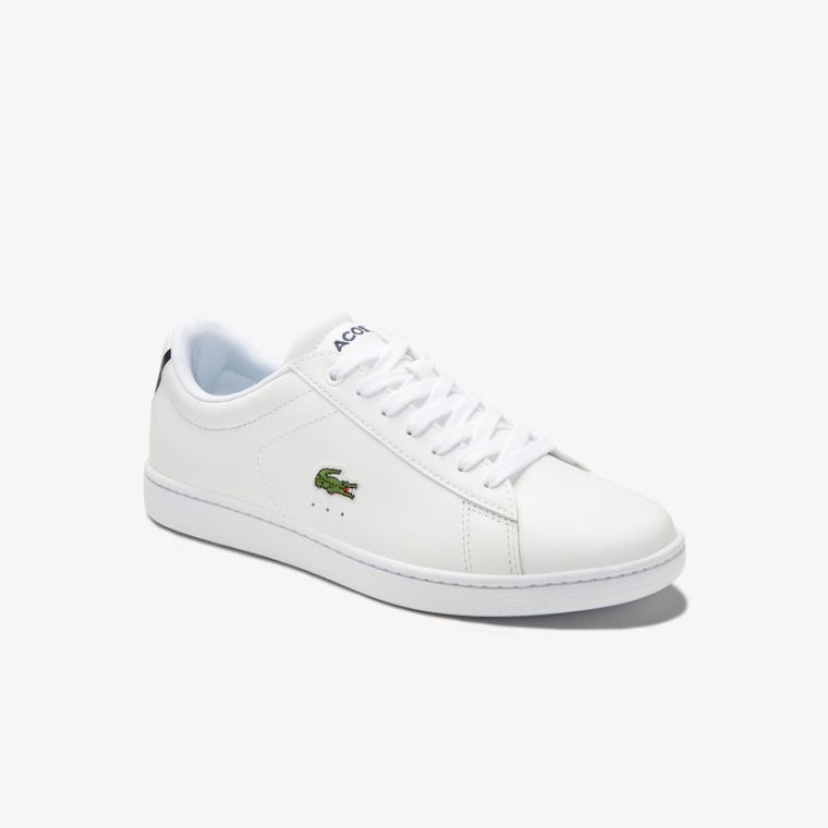 Lacoste Carnaby Evo Mesh-lined Lær Sneakers Hvite | m8RJGuz0