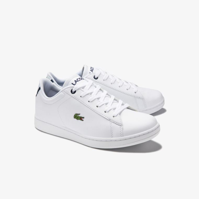 Lacoste Carnaby Evo Mesh-lined Tonal Syntetisk Sneakers Hvite Marineblå | BJhhycSl