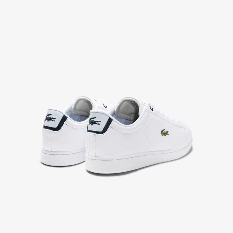 Lacoste Carnaby Evo Mesh-lined Tonal Syntetisk Sneakers Hvite Marineblå | BJhhycSl