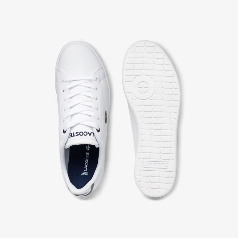 Lacoste Carnaby Evo Mesh-lined Tonal Syntetisk Sneakers Hvite Marineblå | BJhhycSl