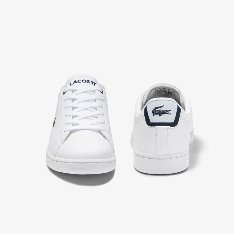 Lacoste Carnaby Evo Mesh-lined Tonal Syntetisk Sneakers Hvite Marineblå | BJhhycSl