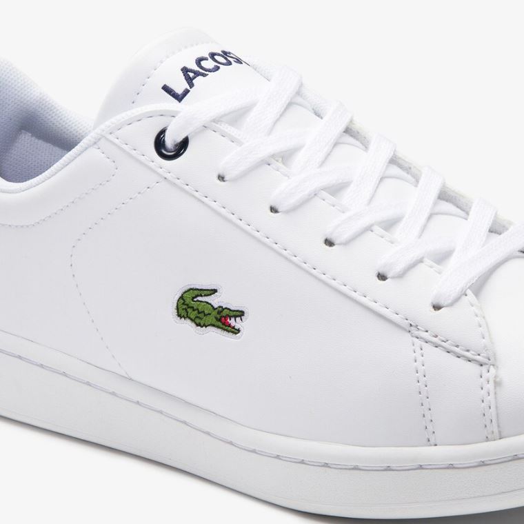 Lacoste Carnaby Evo Mesh-lined Tonal Syntetisk Sneakers Hvite Marineblå | BJhhycSl