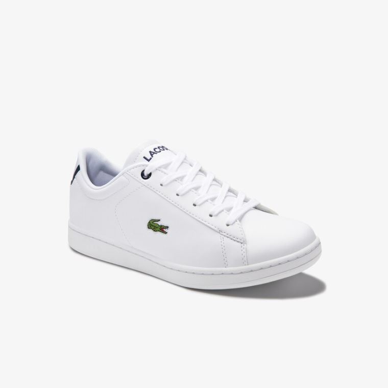 Lacoste Carnaby Evo Mesh-lined Tonal Syntetisk Sneakers Hvite Marineblå | BJhhycSl