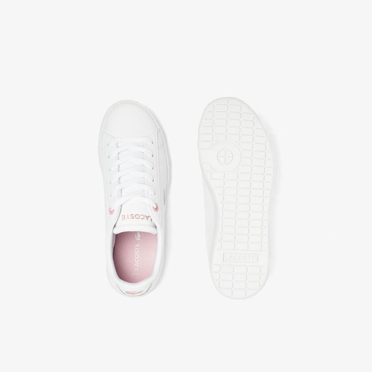 Lacoste Carnaby Evo Metallic Accent Sneakers Hvite Rosa | DOgTF2xk