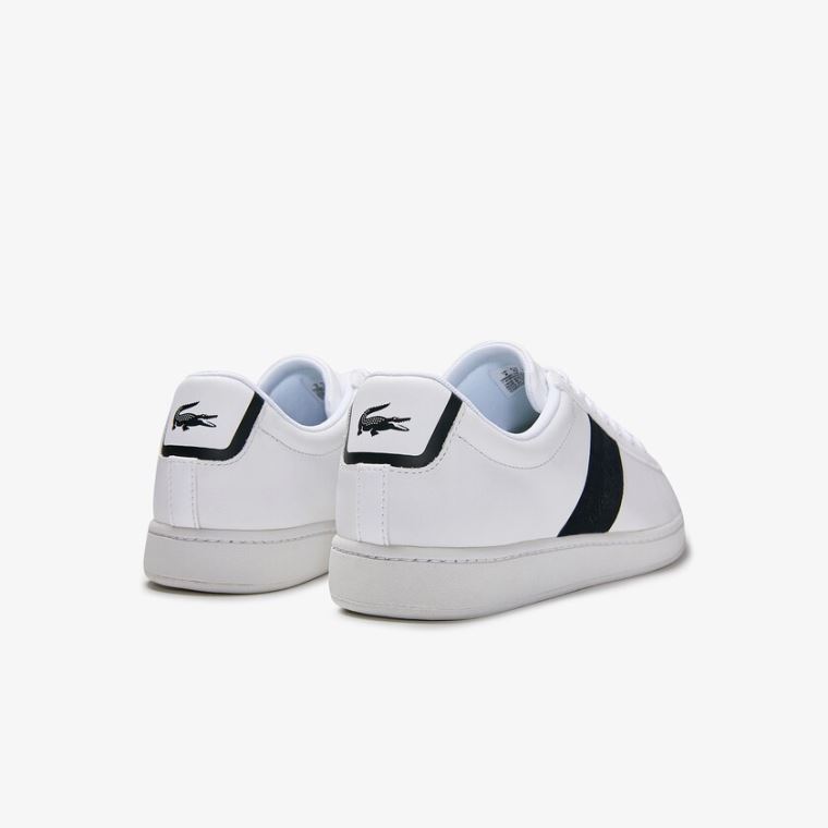 Lacoste Carnaby Evo Pigmented Lær Sneakers Hvite Marineblå | ePMieBBc