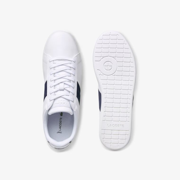 Lacoste Carnaby Evo Pigmented Lær Sneakers Hvite Marineblå | ePMieBBc