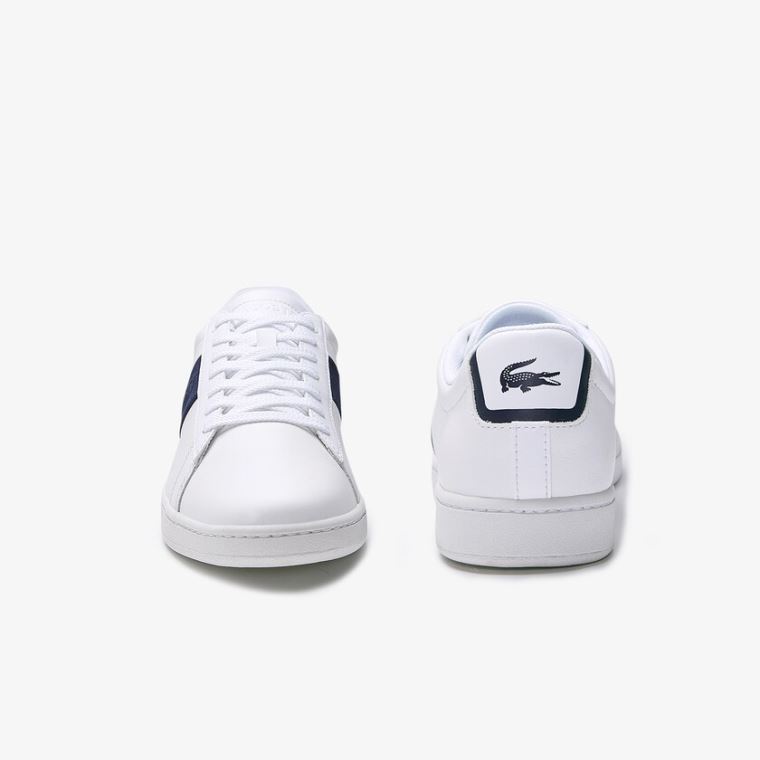 Lacoste Carnaby Evo Pigmented Lær Sneakers Hvite Marineblå | ePMieBBc