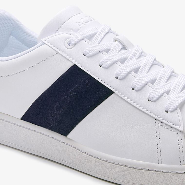 Lacoste Carnaby Evo Pigmented Lær Sneakers Hvite Marineblå | ePMieBBc