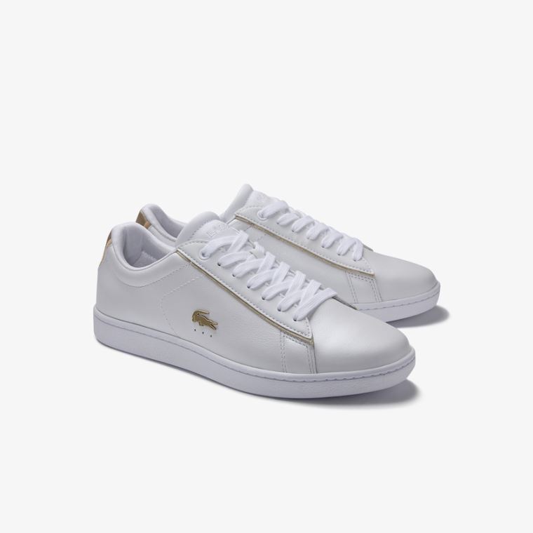 Lacoste Carnaby Evo Satin and Lær Sneakers Hvite | 5SnBIJHN