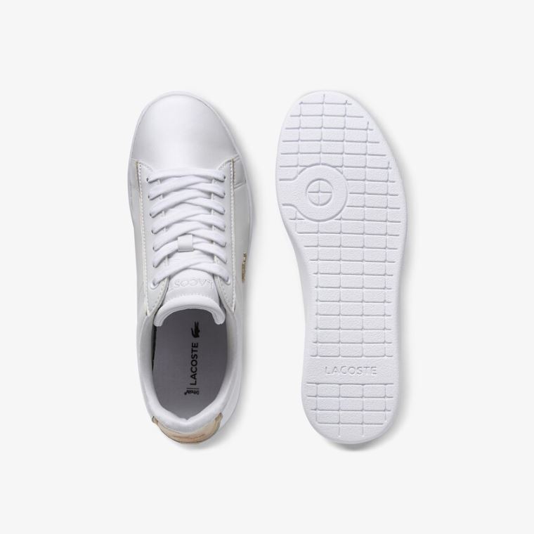 Lacoste Carnaby Evo Satin and Lær Sneakers Hvite | 5SnBIJHN