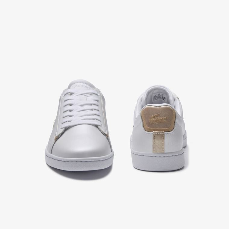 Lacoste Carnaby Evo Satin and Lær Sneakers Hvite | 5SnBIJHN