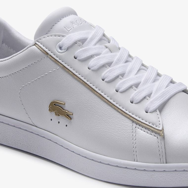 Lacoste Carnaby Evo Satin and Lær Sneakers Hvite | 5SnBIJHN