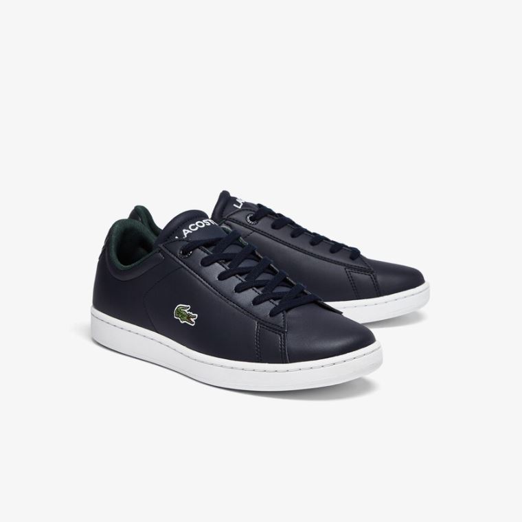 Lacoste Carnaby Evo Syntetisk Sneakers Marineblå Hvite | 62AAKTDY