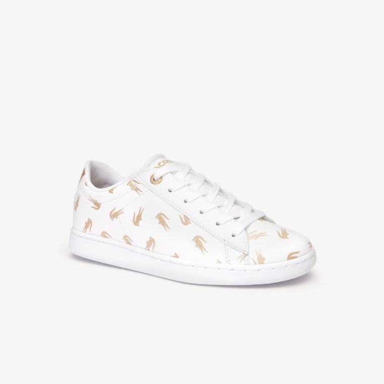 Lacoste Carnaby Metallic Crocodile Sneaker Hvite Gull | 7LSVURxK